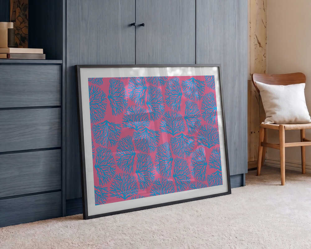Pink Blue Coral Pattern, arte de Sue Skellern