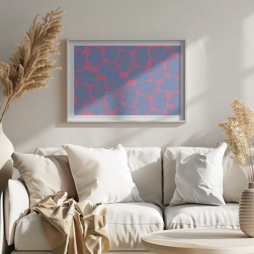 Pink Blue Coral Pattern, arte de Sue Skellern