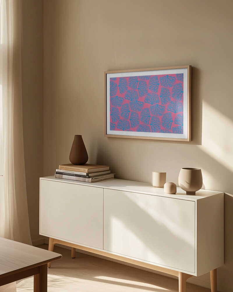 Pink Blue Coral Pattern, arte de Sue Skellern