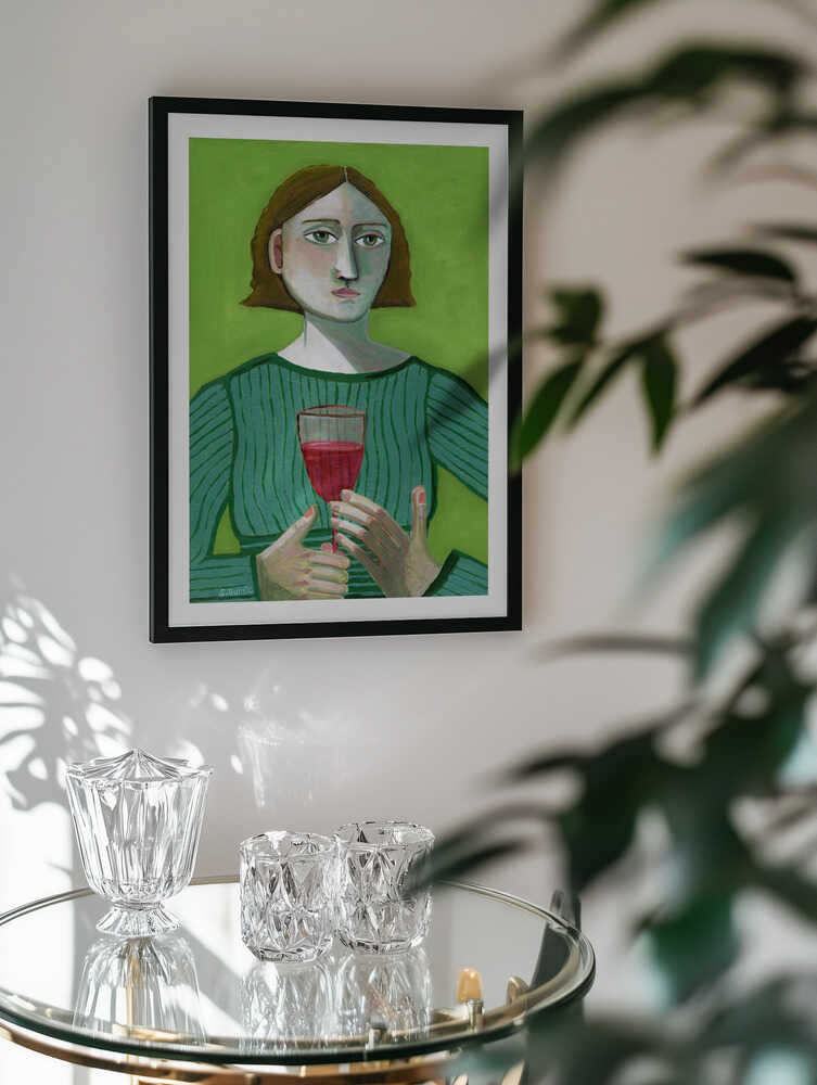Pensive Woman Green Gaze, arte de Sharyn Bursic