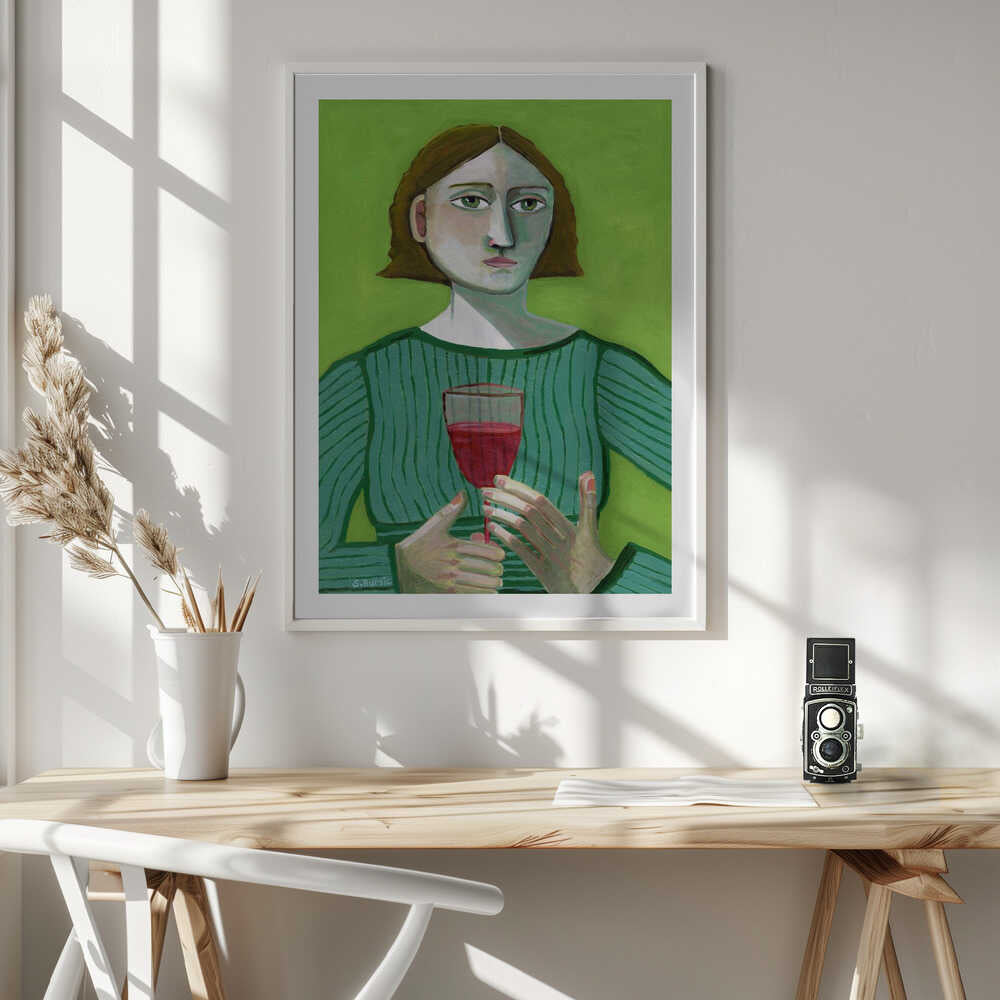 Pensive Woman Green Gaze, arte de Sharyn Bursic