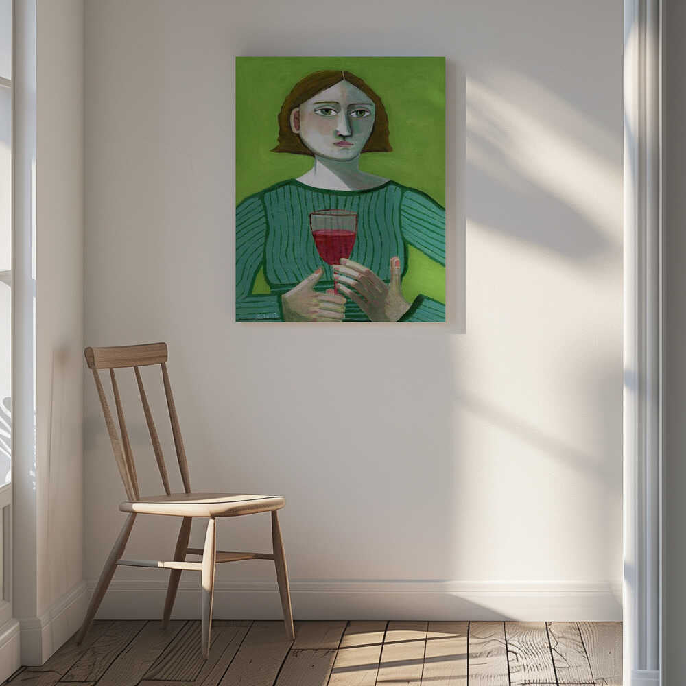 Pensive Woman Green Gaze, arte de Sharyn Bursic