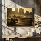 Vintage Convertible City Sunset
