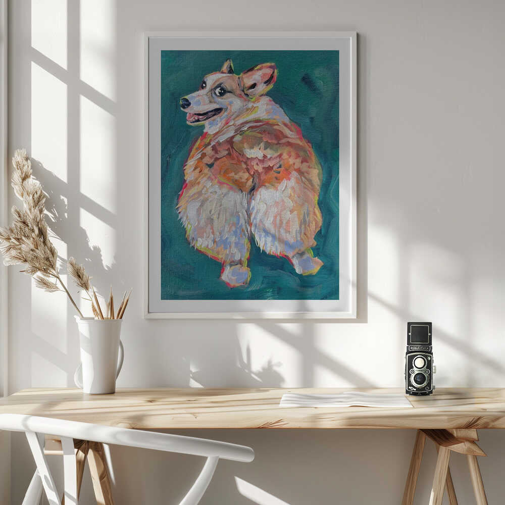 Vibrant Corgi Dog, arte de Pauline Wegman | Key and Sea Creative