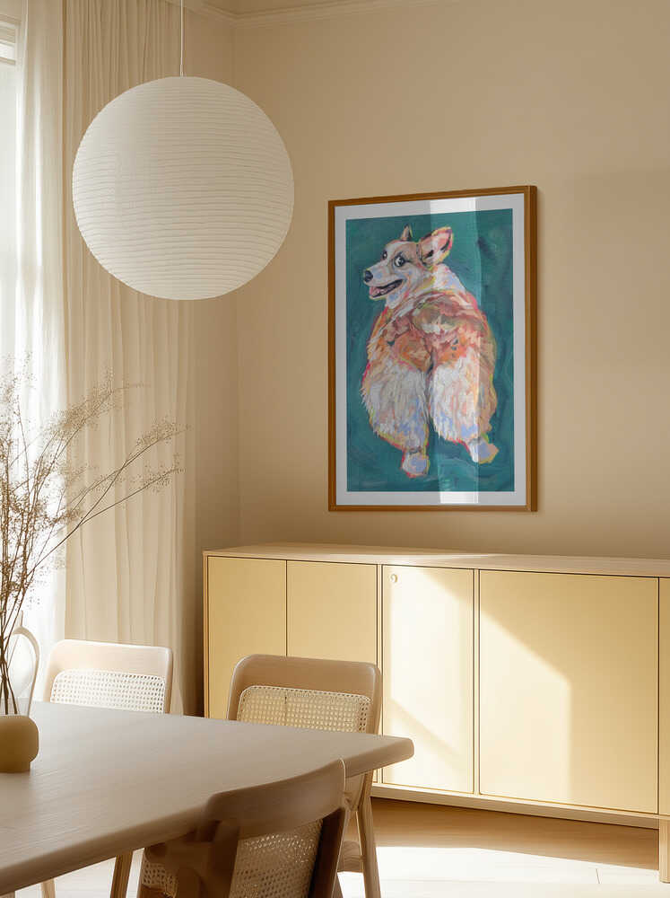 Vibrant Corgi Dog, arte de Pauline Wegman | Key and Sea Creative