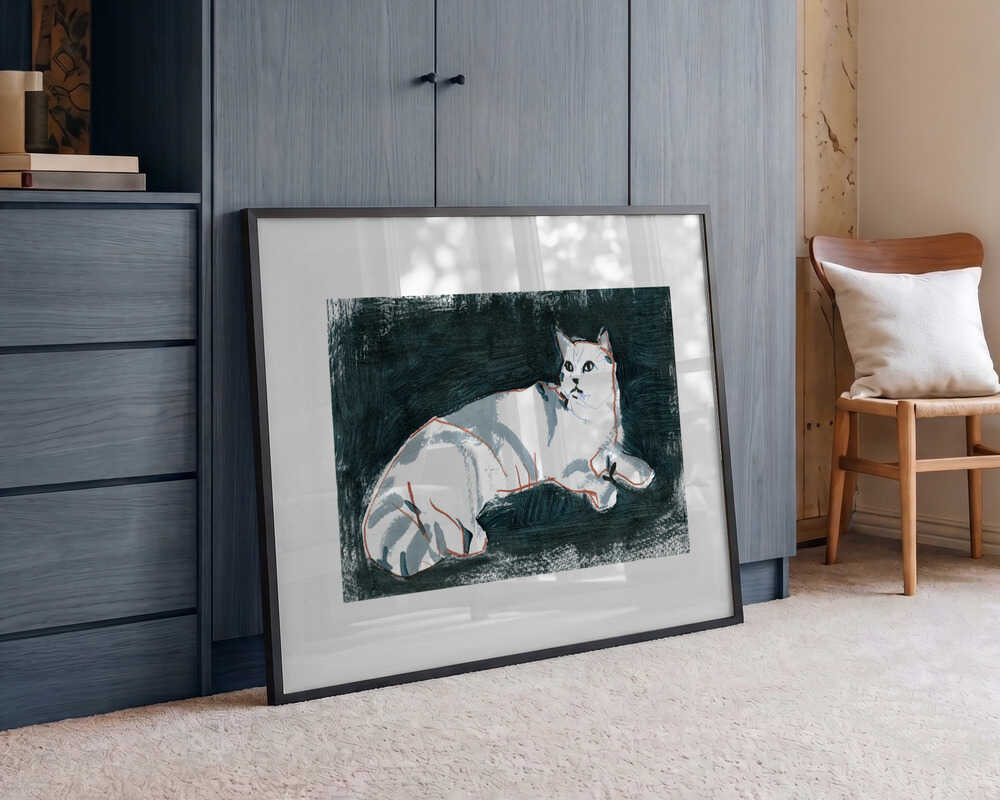 Lying White Cat