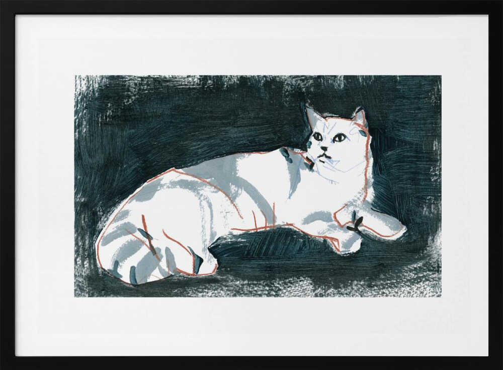 Lying White Cat