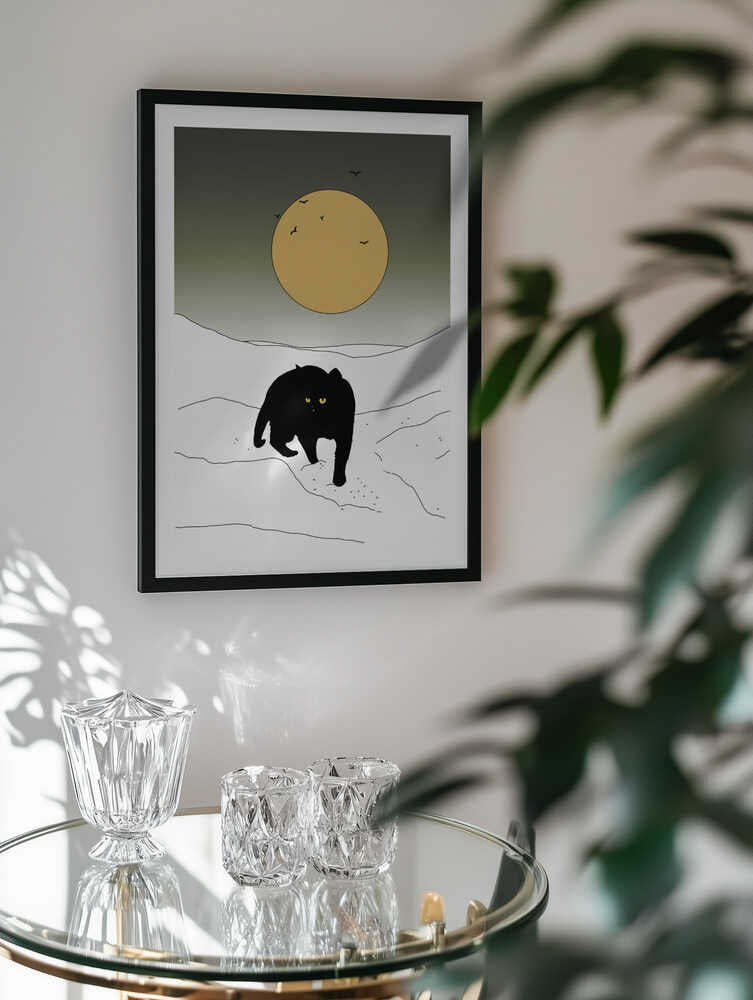 Black Cat Winter Moon, arte de Nicholas