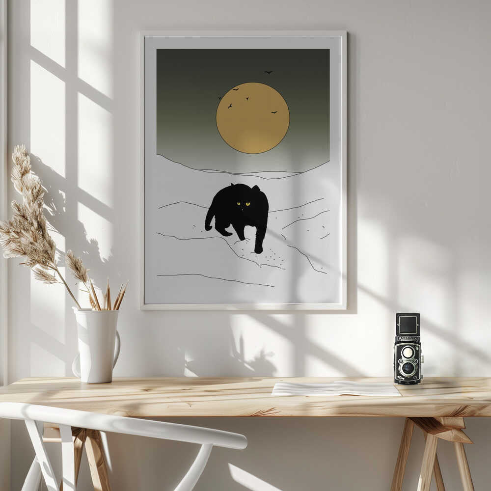 Black Cat Winter Moon, arte de Nicholas