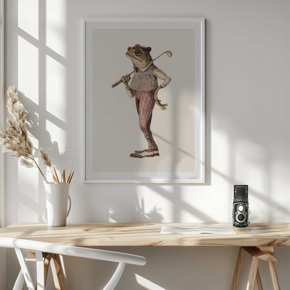 Frog In Vintage Golf Attire, arte de Mike Koubou