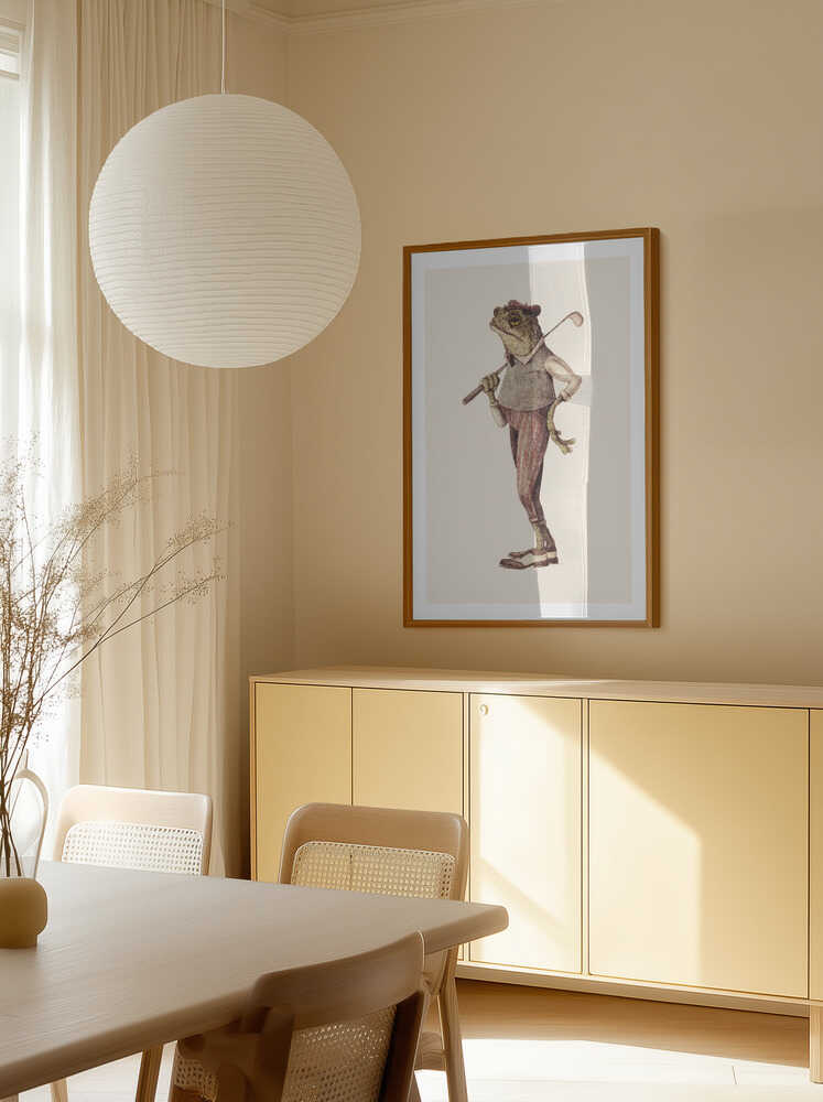 Frog In Vintage Golf Attire, arte de Mike Koubou