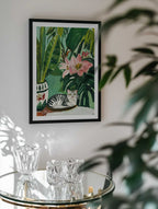 Tropical Cat and Flowers, arte de SHANDU