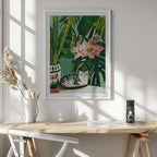 Tropical Cat and Flowers, arte de SHANDU