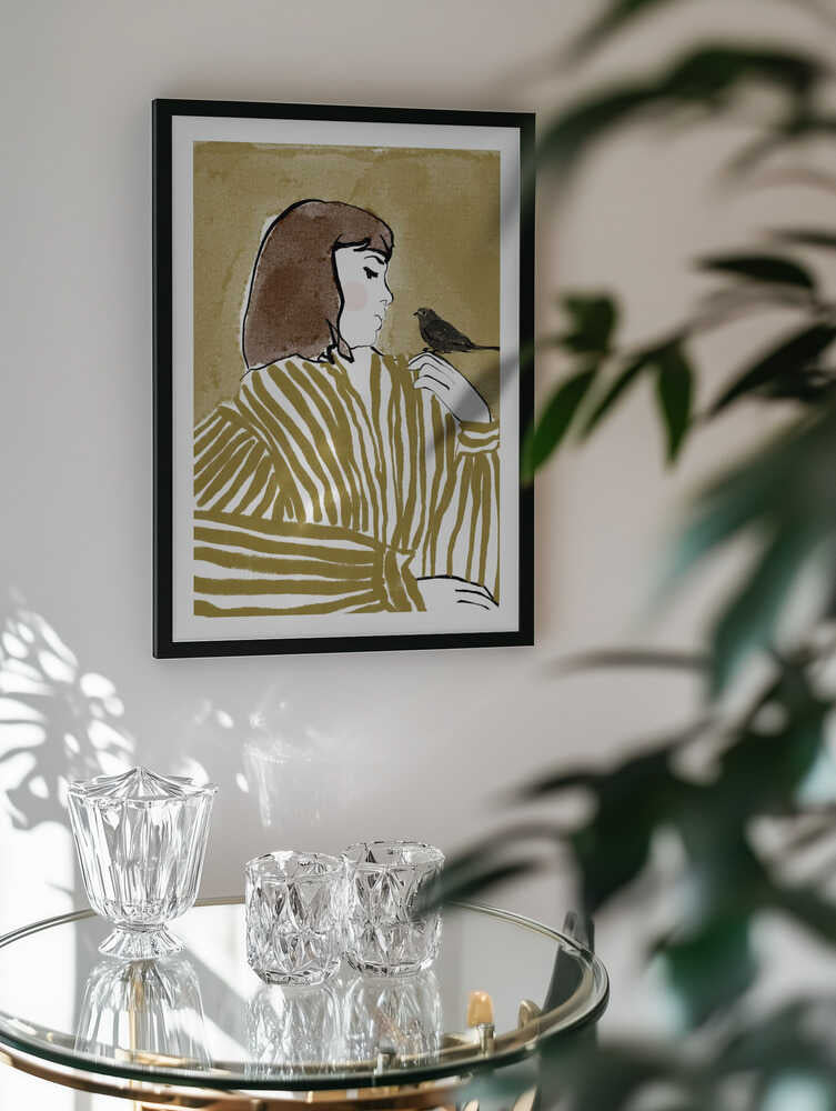 Woman with a Bird, arte de CATS AND DOTZ