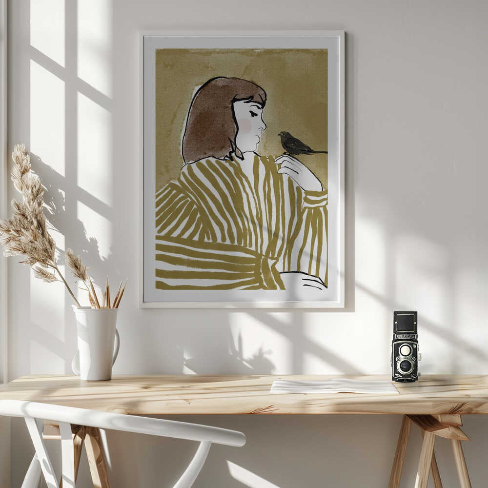 Woman with a Bird, arte de CATS AND DOTZ