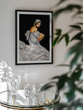 Pensive Woman In White, arte de dragonfly