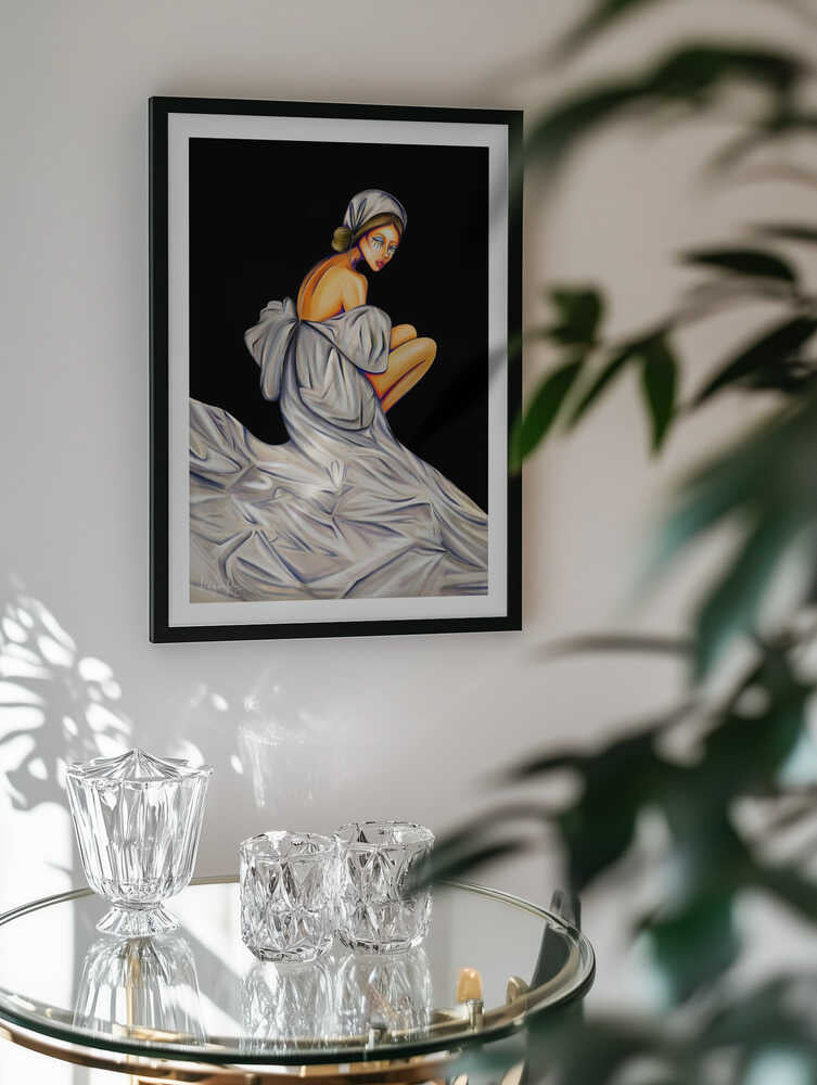Pensive Woman In White, arte de dragonfly