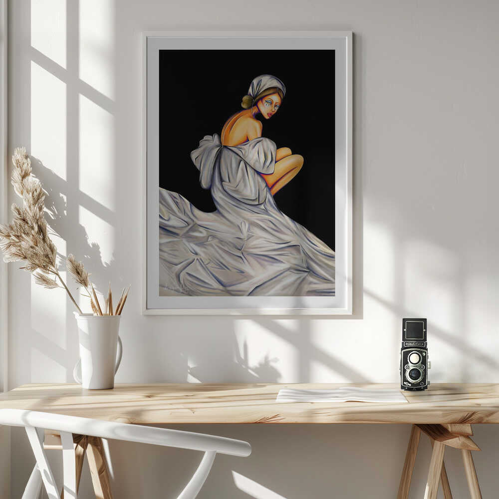 Pensive Woman In White, arte de dragonfly