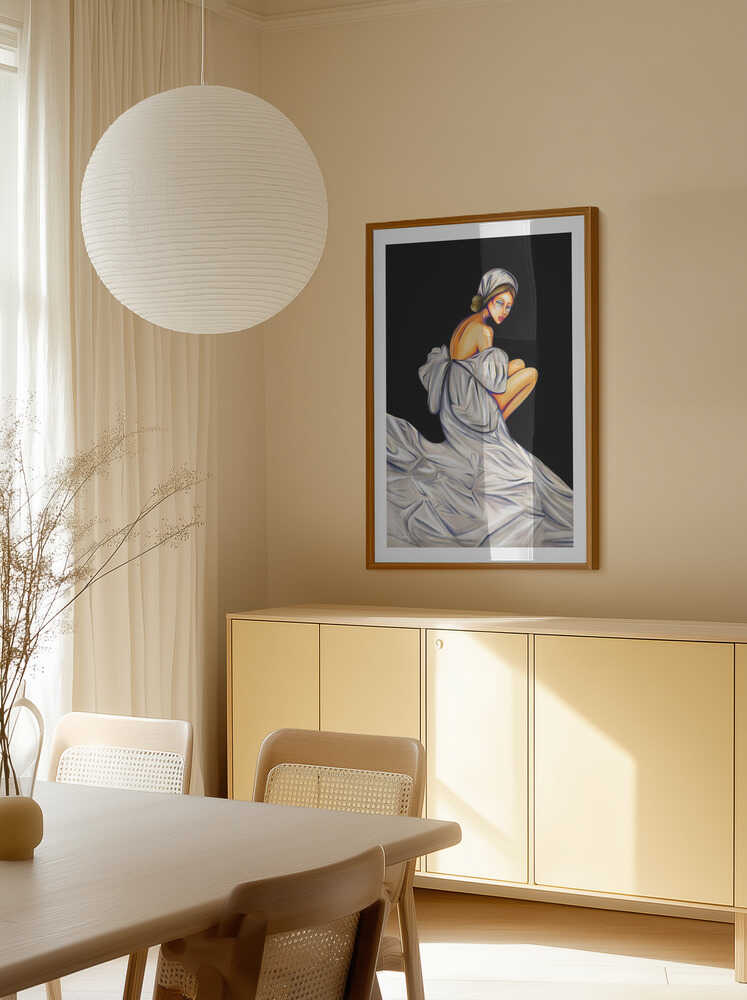 Pensive Woman In White, arte de dragonfly
