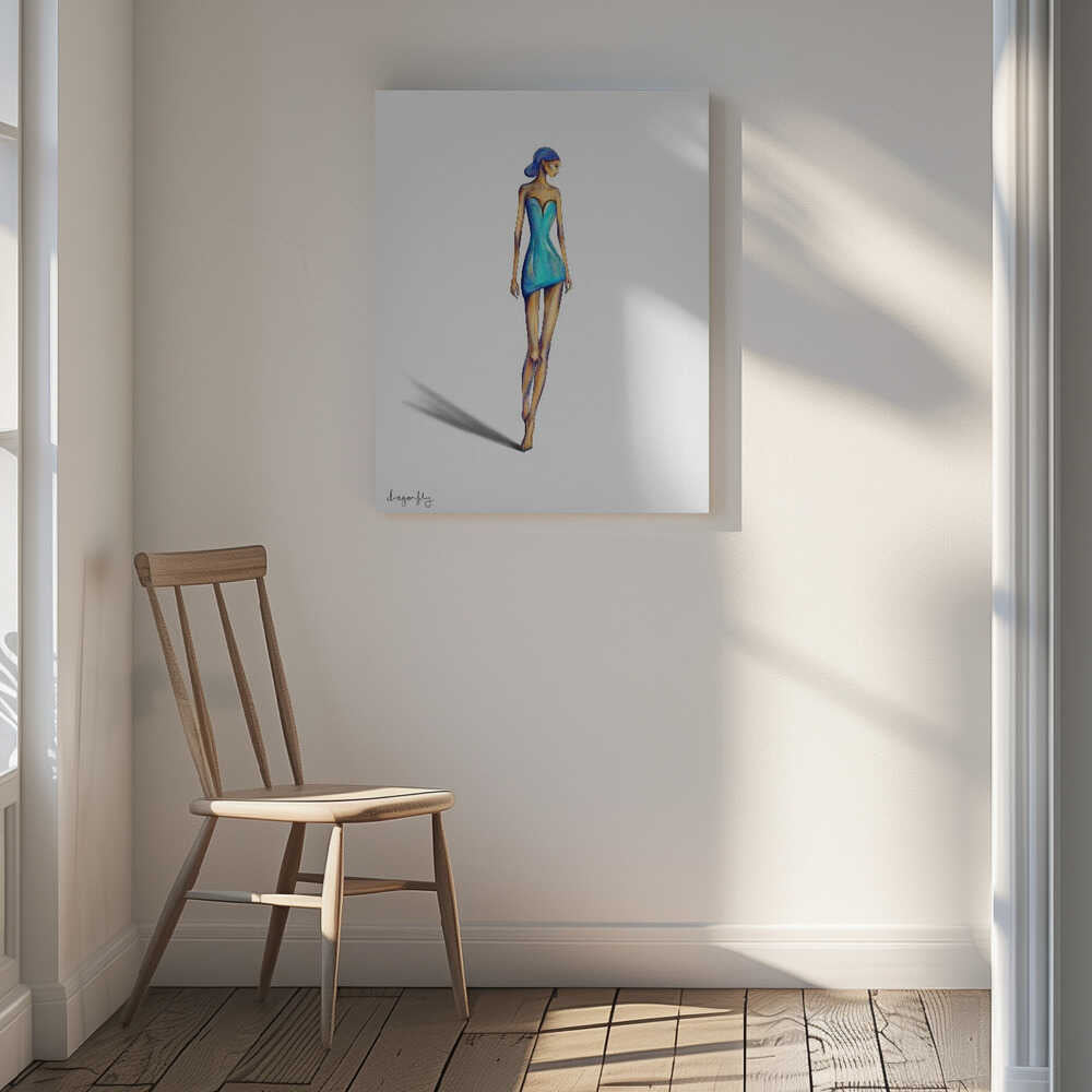 Chic Blue Dress Woman, arte de dragonfly