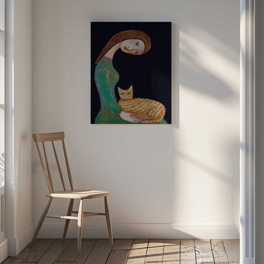 Serene Woman and Cat, arte de Sharyn Bursic