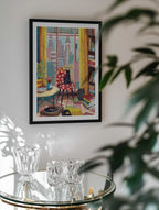 Cat in front of window in New York bright colours, arte de Caroline Bonne Müller