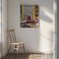 Cat in front of window in New York bright colours, arte de Caroline Bonne Müller