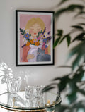 Dreamy Girl Cat Flowers, arte de Dirkie Nell