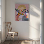 Dreamy Girl Cat Flowers, arte de Dirkie Nell