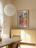 Woman with cat in living room with warm earth tones, arte de Caroline Bonne Müller