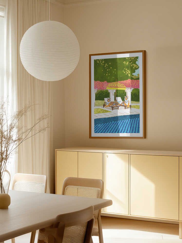 Luxurious Poolside Tigers, arte de Uma Gokhale