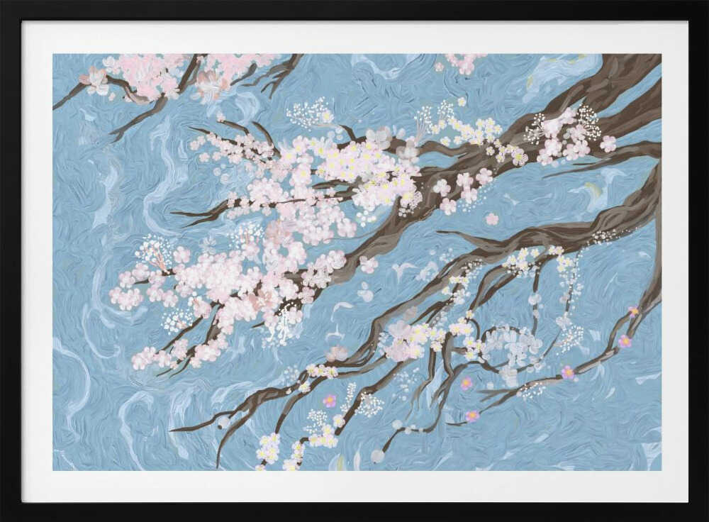Spring Cherry Blossoms Blue, arte de Josie George