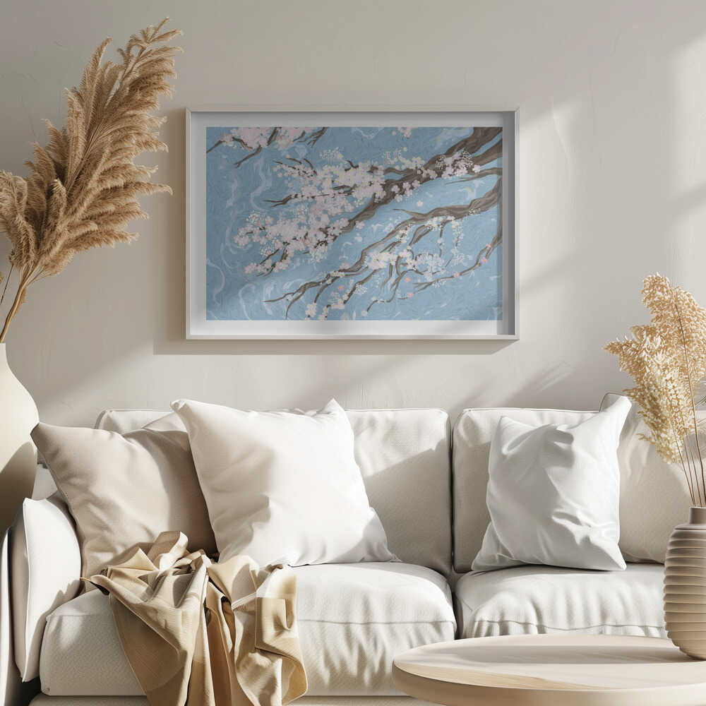 Spring Cherry Blossoms Blue, arte de Josie George