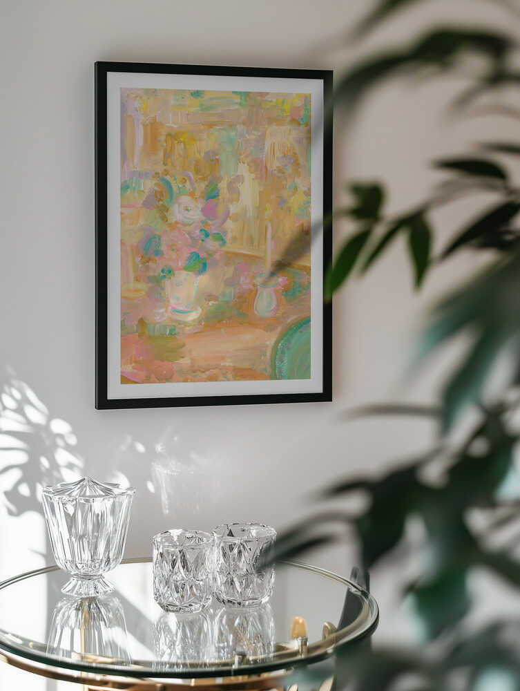 Impressionist Painting of Flowers and Candle, arte de Katharina Puritscher