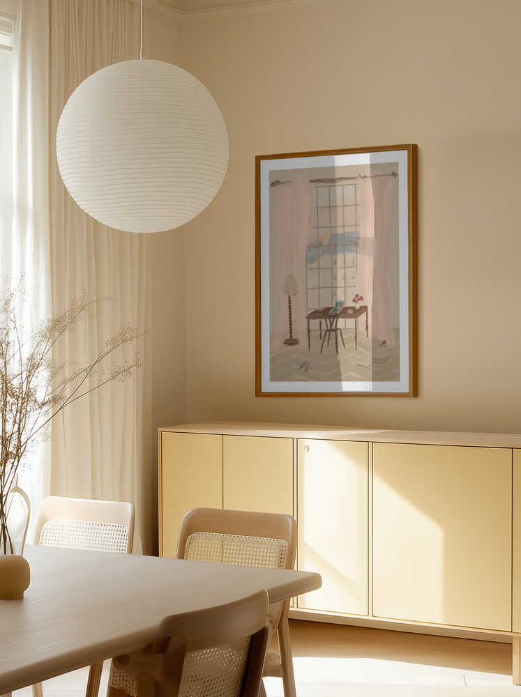 Paris Window View Illustration with Rustic Desk, arte de Katharina Puritscher