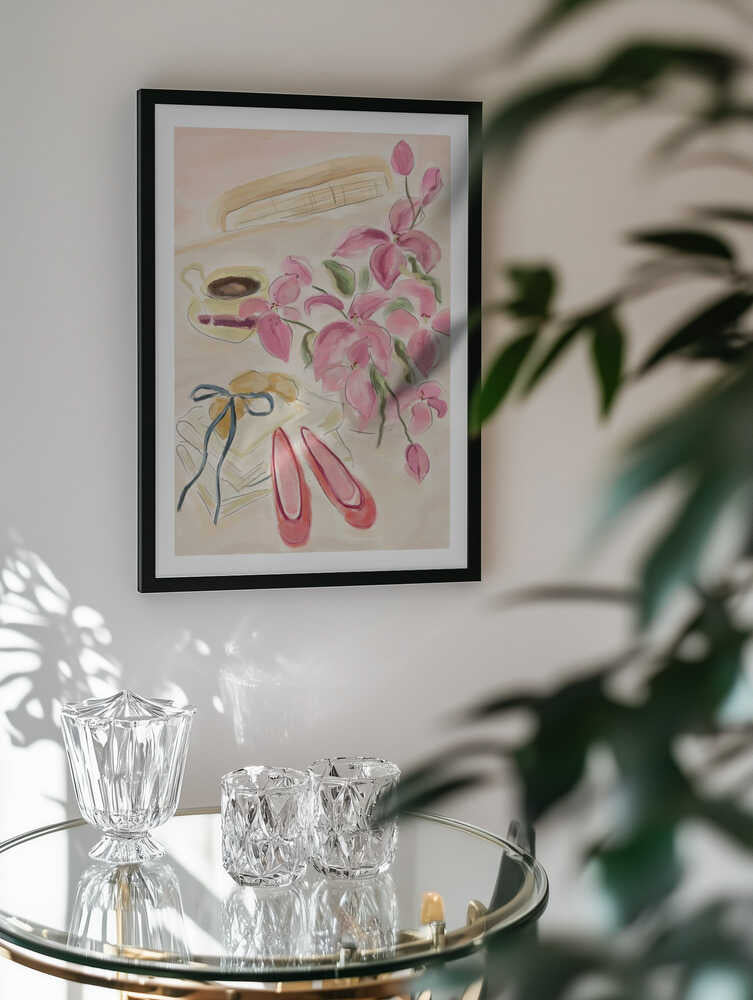 Still Life Watercolor Illustration with Ballerinas, arte de Katharina Puritscher
