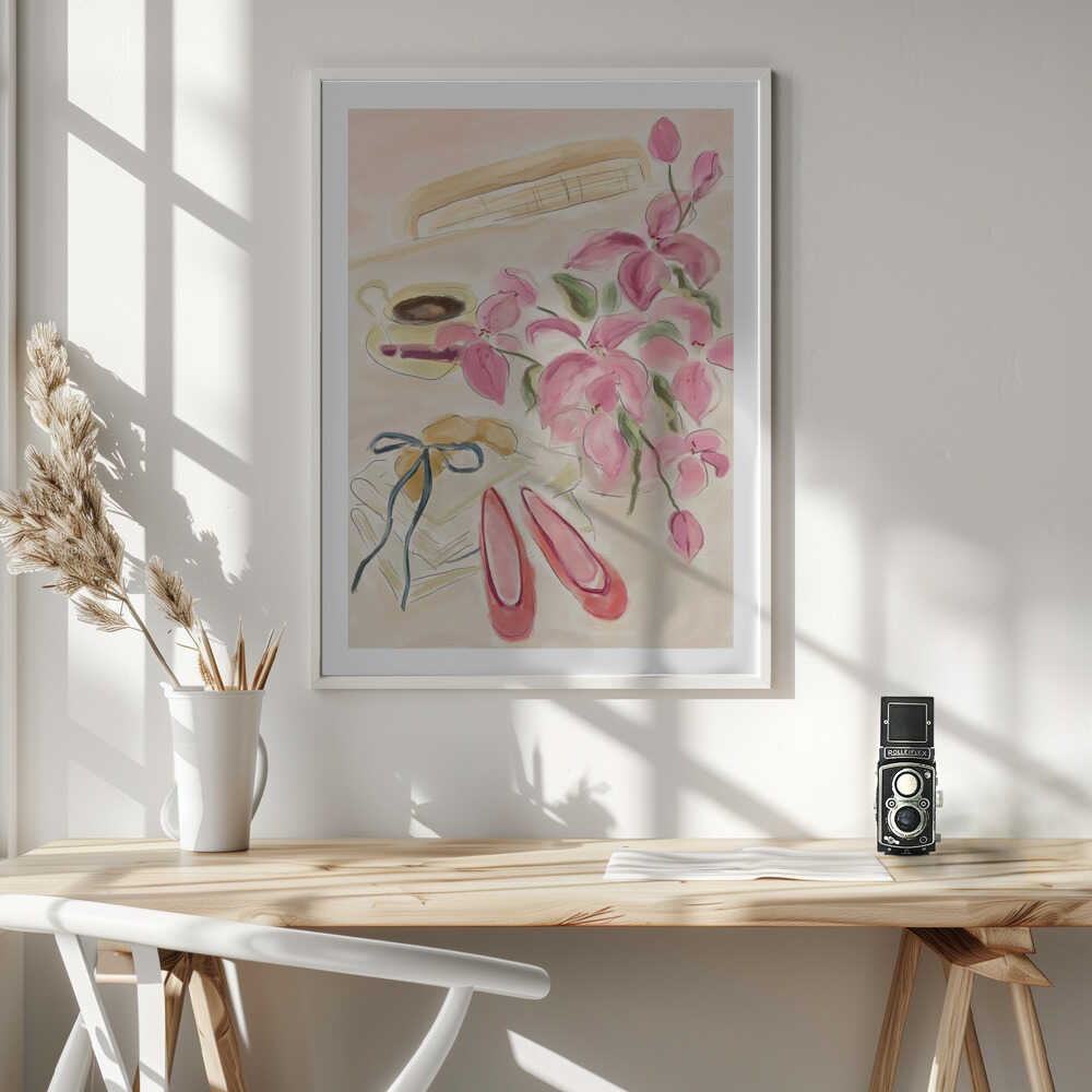 Still Life Watercolor Illustration with Ballerinas, arte de Katharina Puritscher