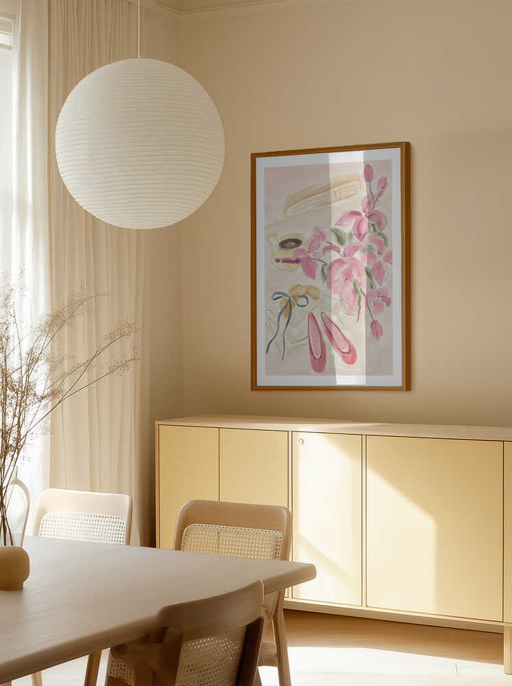 Still Life Watercolor Illustration with Ballerinas, arte de Katharina Puritscher