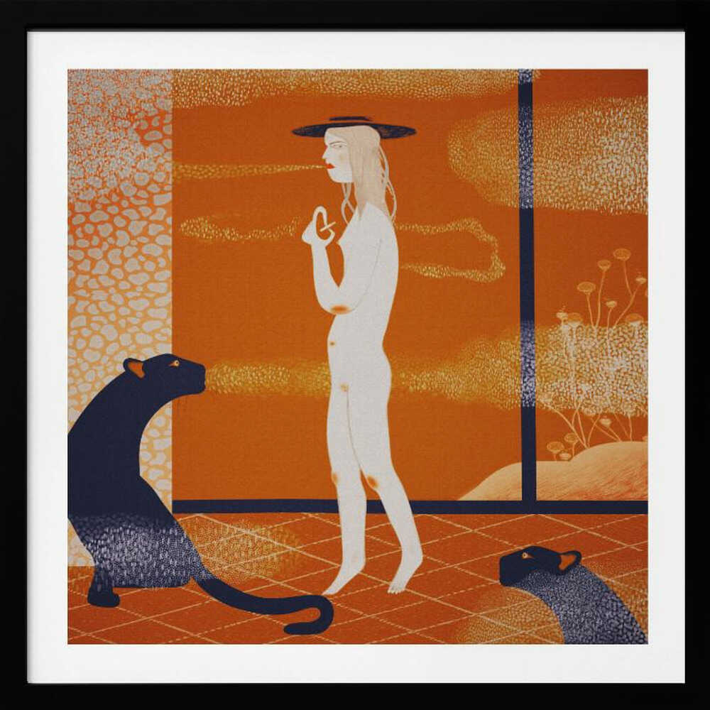 Mysterious Woman and Panthers, arte de Luca di Napoli