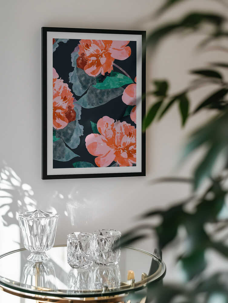 Vibrant Peony Bloom Pattern, arte de Uma Gokhale