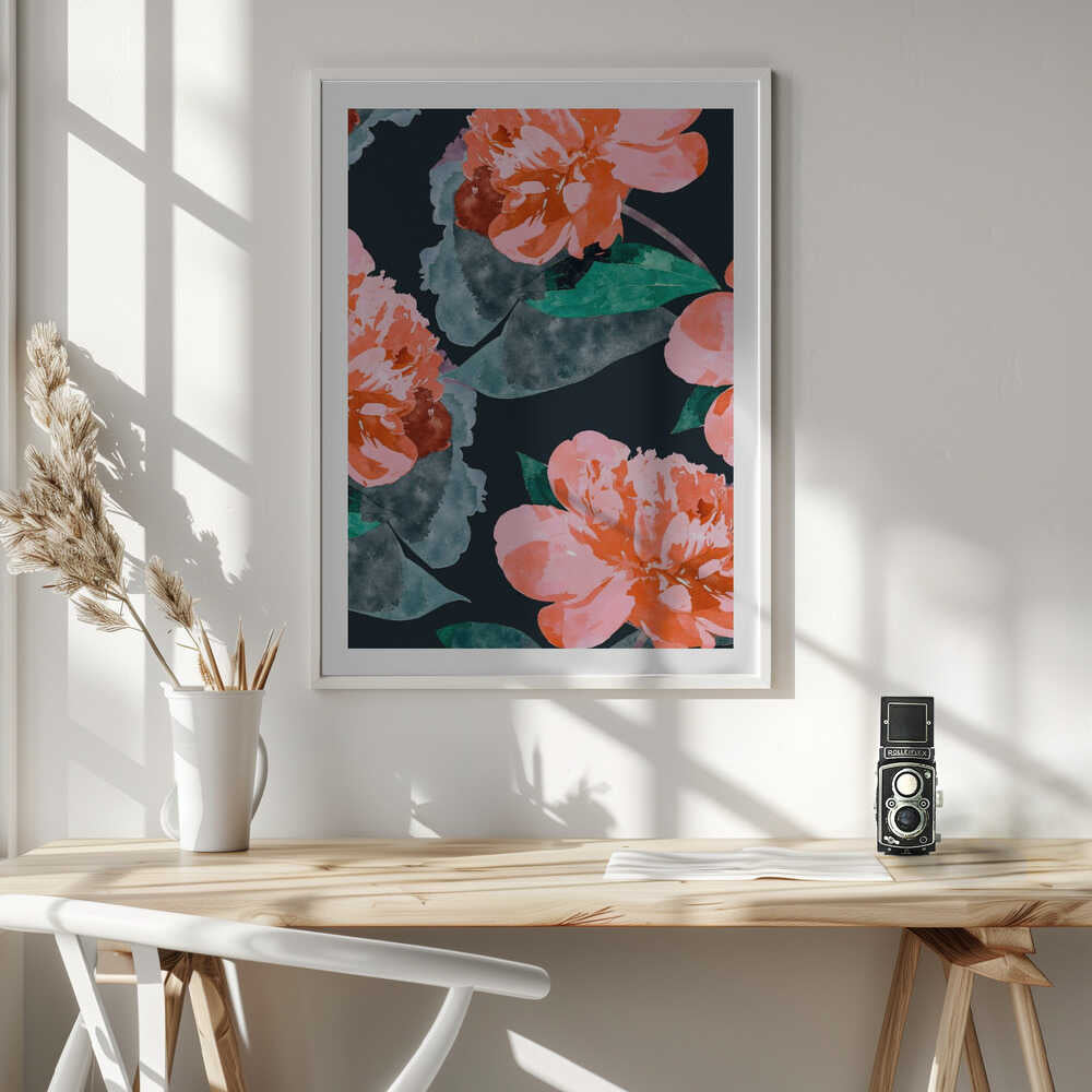 Vibrant Peony Bloom Pattern, arte de Uma Gokhale