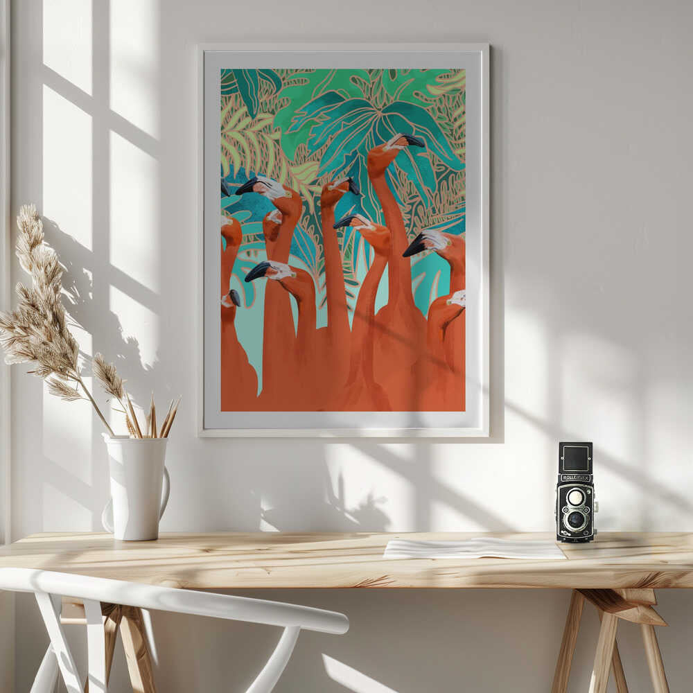 Exotic Flamingo Flock, arte de Uma Gokhale