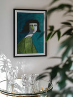 Pensive Green Portrait, arte de Sharyn Bursic