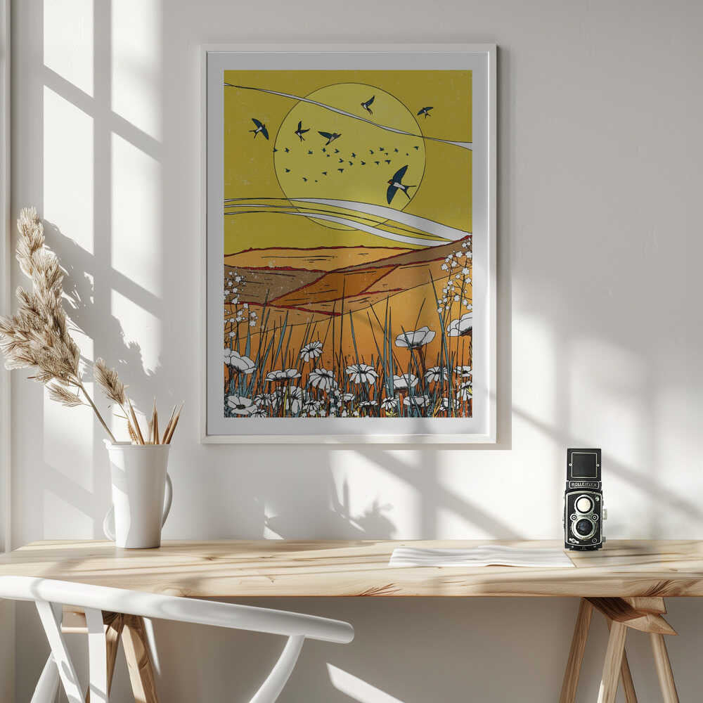 Golden Hour Swallows, arte de Nicholas