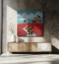 Skateboard Man Pony Girl, arte de Sue Skellern