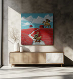Skateboard Man Pony Girl, arte de Sue Skellern