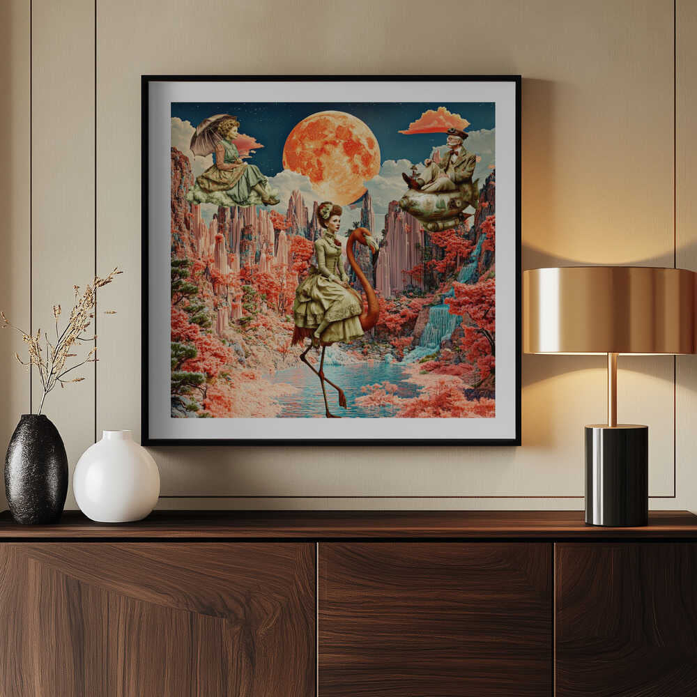 Flamingo Moon Fantasy, arte de Sue Skellern