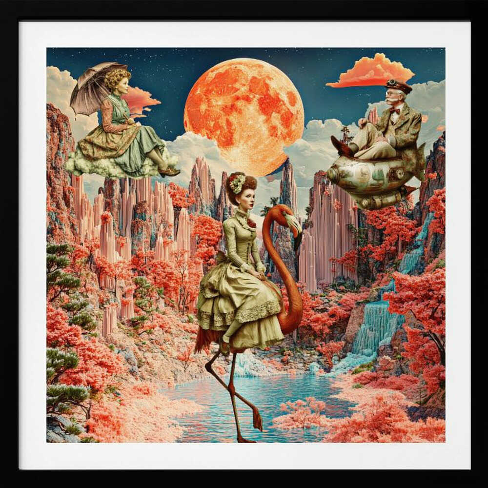 Flamingo Moon Fantasy, arte de Sue Skellern