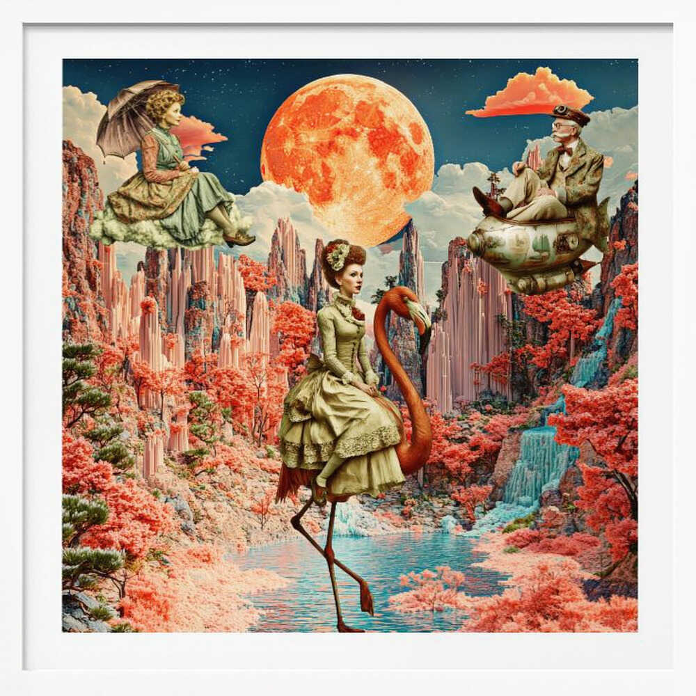 Flamingo Moon Fantasy, arte de Sue Skellern