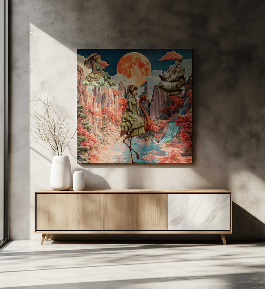 Flamingo Moon Fantasy, arte de Sue Skellern